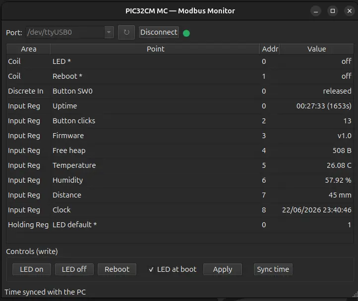 The Python Modbus monitor built for the demo